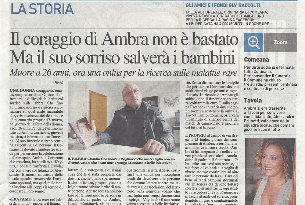 Il coraggio di Ambra non è bastato. Ma il suo sorriso salverà i bambini